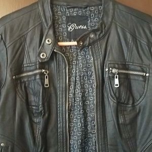 Black leather motor jacket